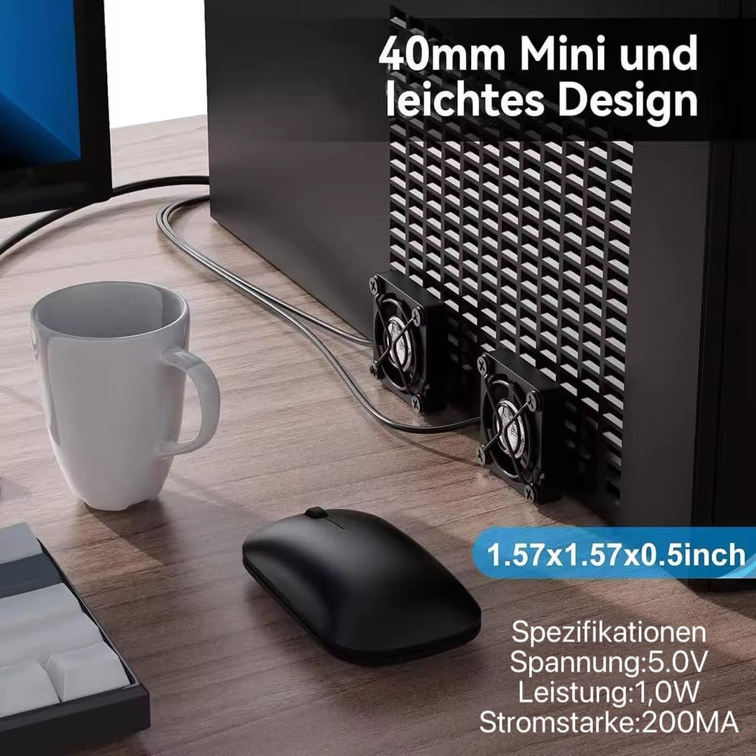ELUTENG 2 in 1 USB Lüfter 40mm 5V, Doppel Mini USB Ventilator 40mm PC Lüfter Klein US B Computer Lü