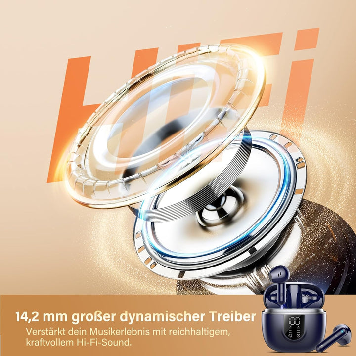 Bluetooth Kopfhörer, Kopfhörer Kabellos Bluetooth 5.4, Hi-Fi Sound in-Ear-Kopfhörer mit ENC Noise Ca