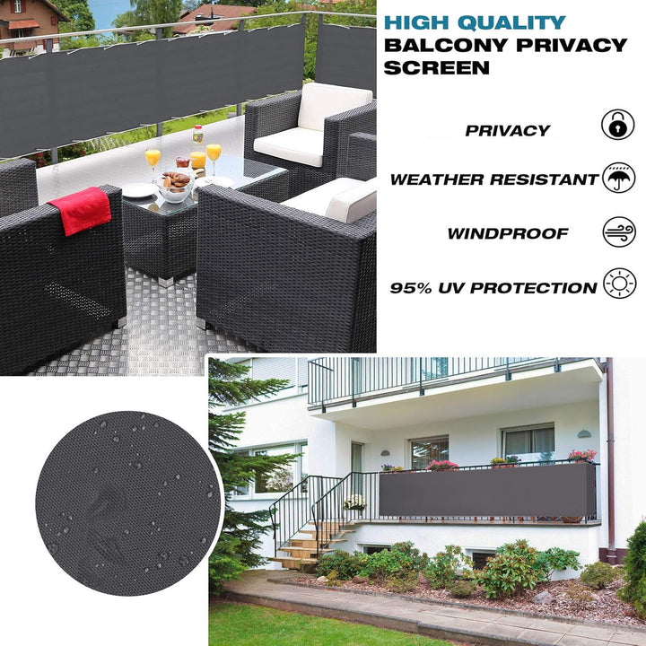 Balkon Windschutz 85cm x 700cm- Balkonbespannung Sichtschutz 100% PrivatsphäRe. Wasserabweisend Sonn