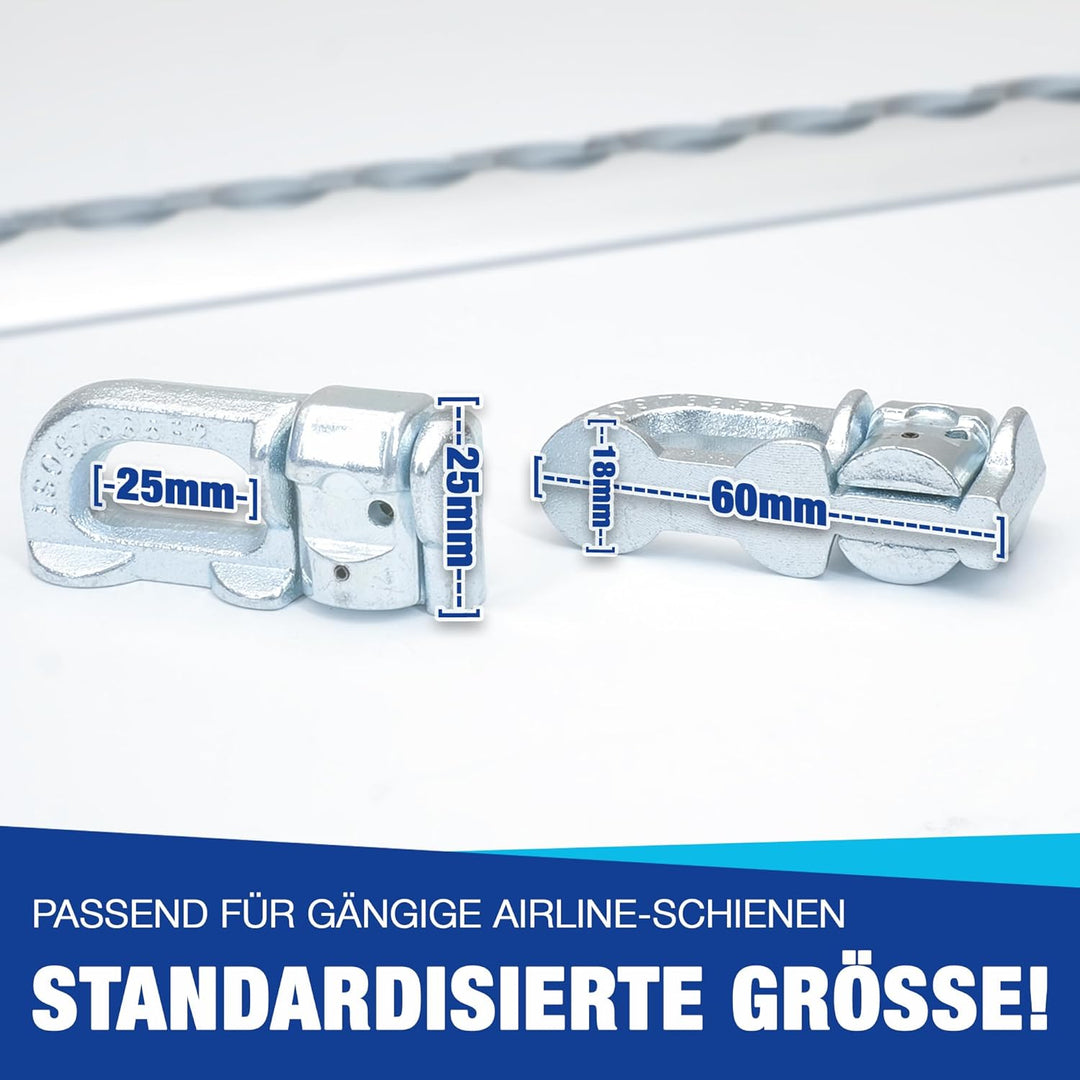 NTG 10 Stück | Doppel Fitting für Airlineschiene | verzinkt | Double Stud | ohne Ring| Zurrschiene |