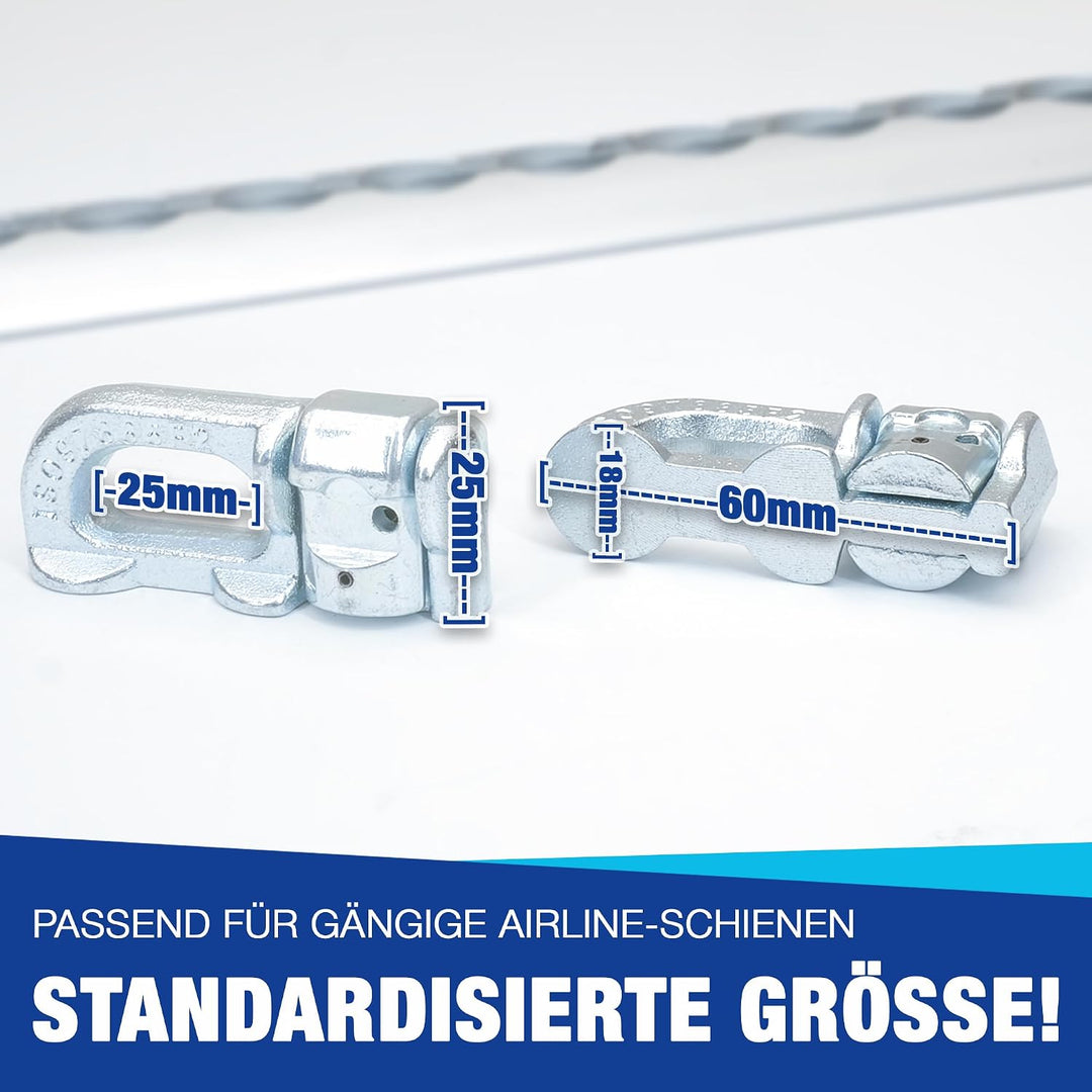 NTG 4 Stück | Doppel Fitting | Endbeschlag für Airlineschiene | Double Stud | ohne Ring| Zurrschiene