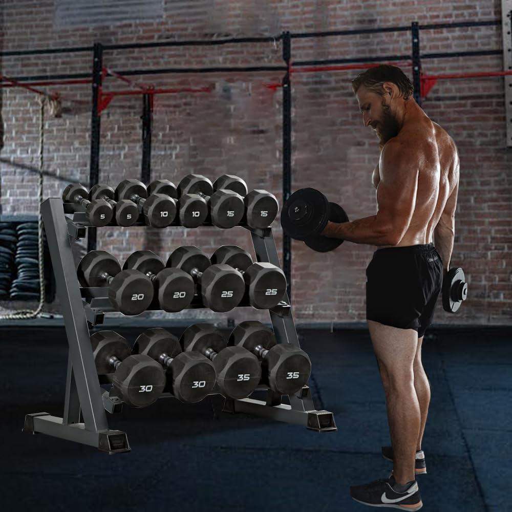 Zlinke Hantelständer Kurzhantelablage, 3 Regale Dumbbell Rack Multilevel Weight Storage Organizer 45