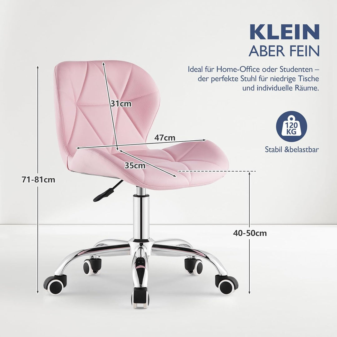 CLIPOP Bürostuhl ohne Armlehne, Drehstuhl 360°, Schreibtischstuhl mit Rollen, höhenverstellbar, bis