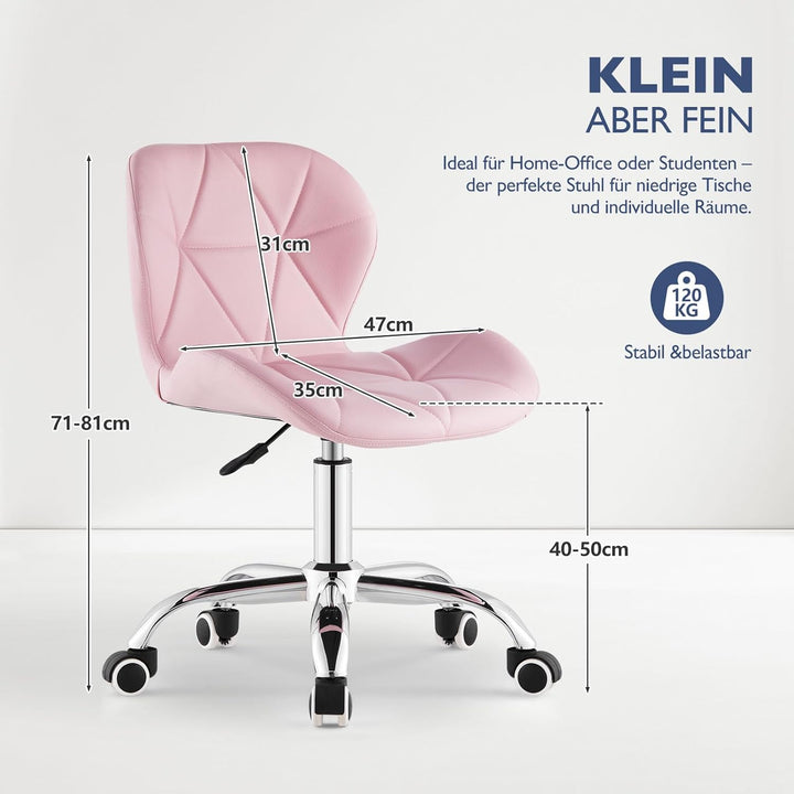 CLIPOP Bürostuhl ohne Armlehne, Drehstuhl 360°, Schreibtischstuhl mit Rollen, höhenverstellbar, bis