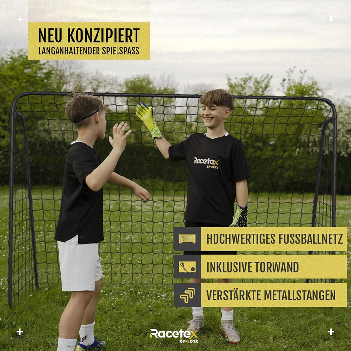 Racetex Fussballtor Kinder inkl. Torwand mit [Anti-Rost Beschichtung] - Fussballtore für Garten Kind