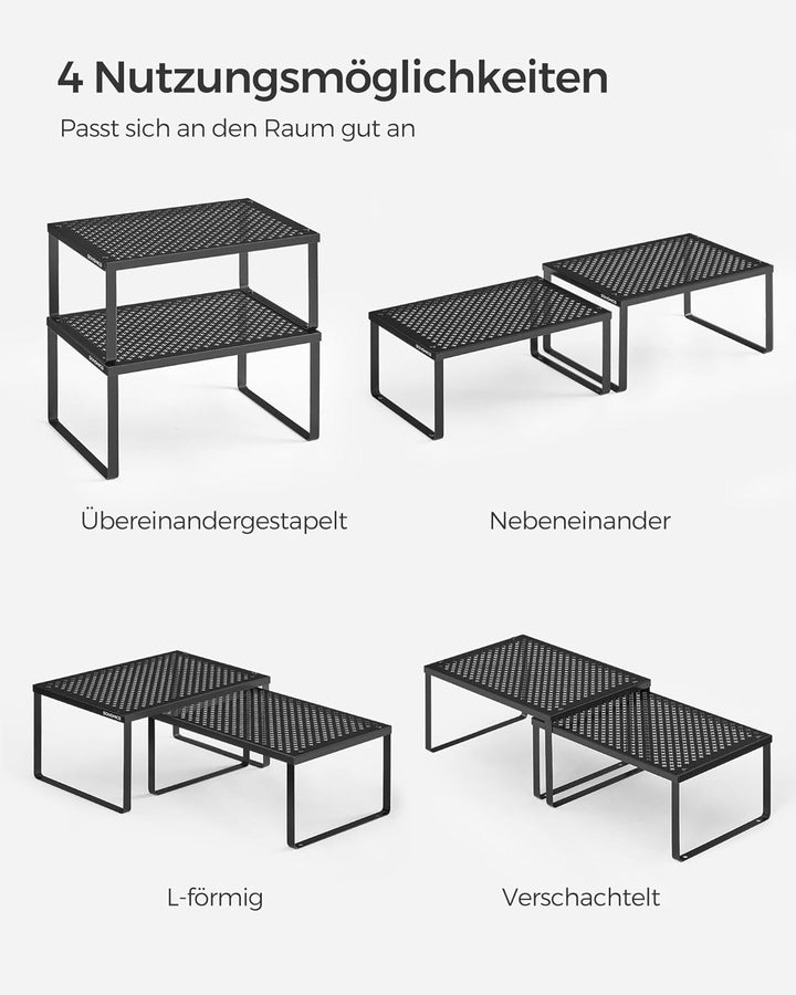 SONGMICS Gewürzregal, 4er Set, Küchenregal, Küchen-Organizer, Küche, Gewürzhalter, erweiterbar, stap