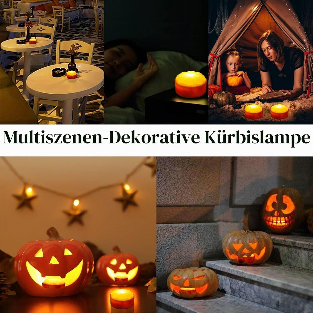 A.bigwhale LED Licht mit Fernbedienung, 4 Stück LED Jack-O-Lantern Lichter, Halloween Kürbis Lichter