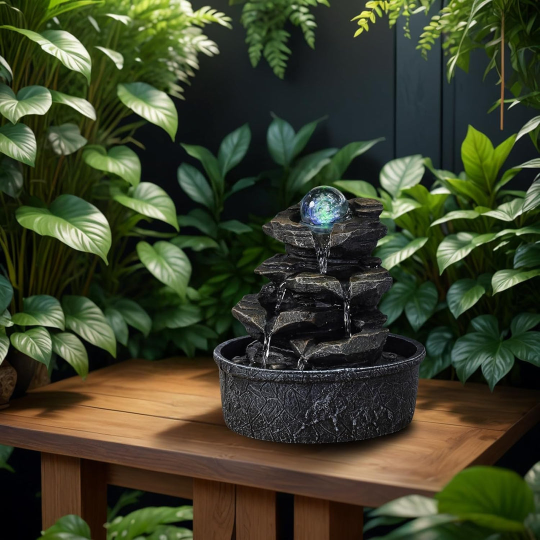 Zen'Light Little Rock Brunnen aus Polyresin, Dunkelbraun, 20 x 20 x