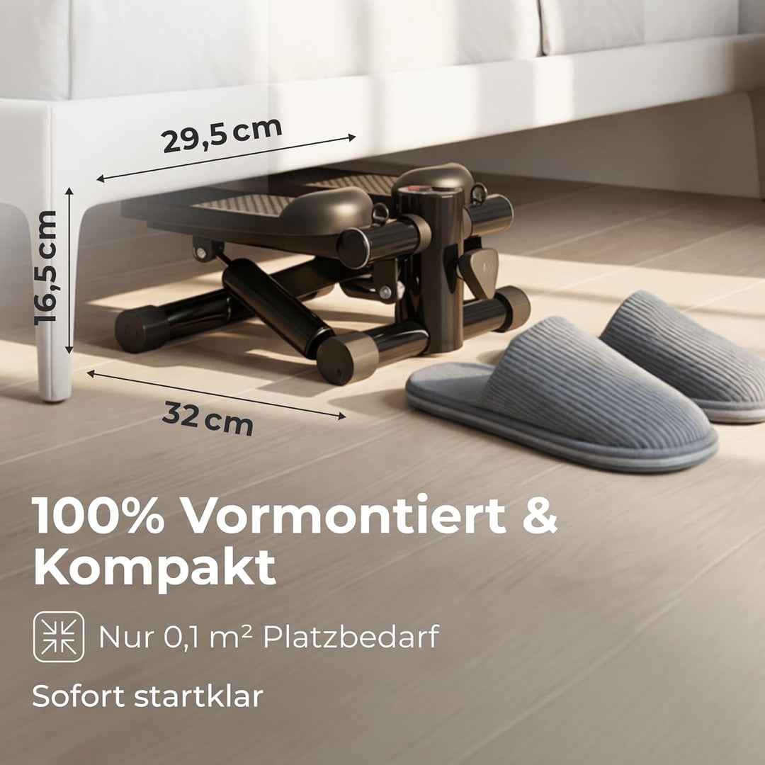 Mini Stepper Heimtrainer mit Widerstandsbändern & LCD-Display – Leiser Swing-Stepper mit Hydraulik-S