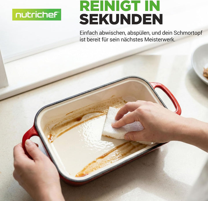 NutriChef Gusseisen Topf - Brotbackform mit Deckel - 22,9 cm Kastenform für Sauerteigbrot, emaillier