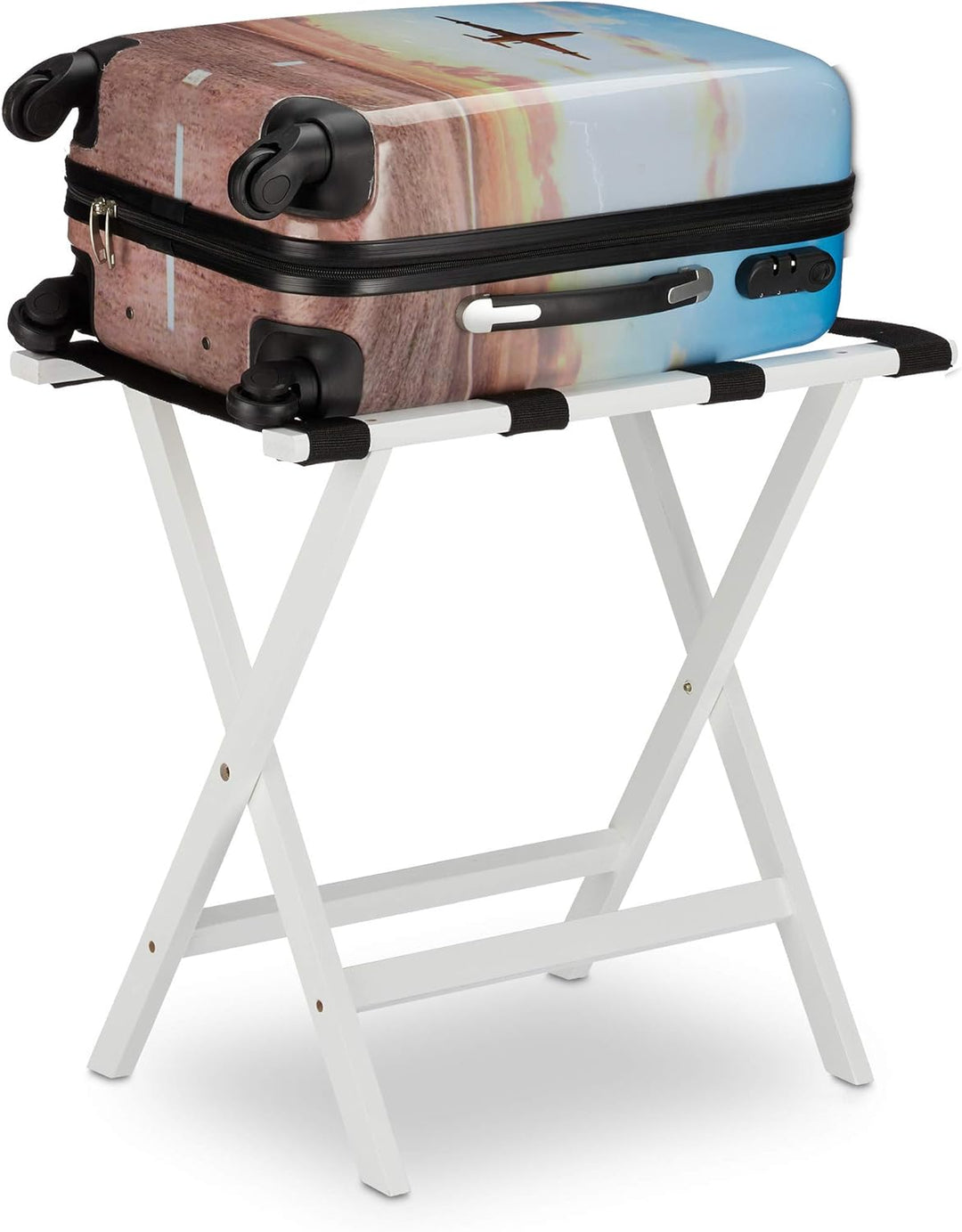 Relaxdays Kofferständer klappbar, aus Bambus, für Koffer und Reisegepäck, Gepäckablage, HxBxT: 53,5