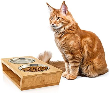 Migosset Futterstation - Erhöhter Futterspender für Katzen & kleine Hunde - Futternapf-Halterung aus