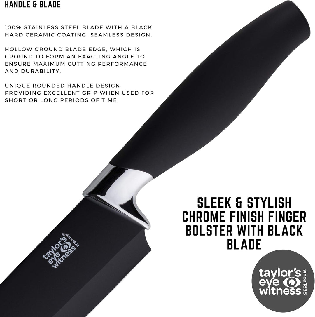 Taylors Eye Witness Messerblock-Set, enthäjt 5 Messer mit Edelstahl-Klingen und ergonomischen Griffe