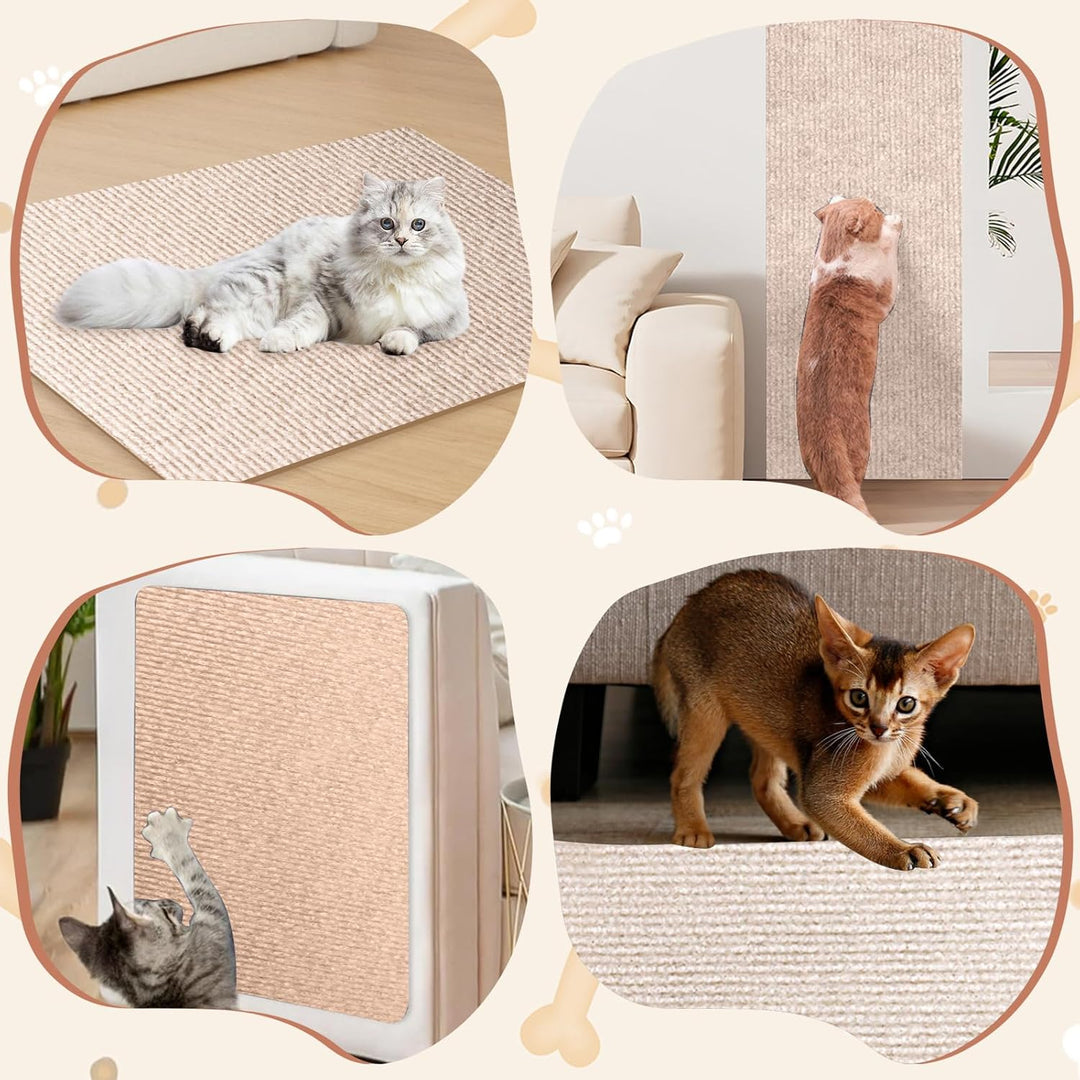 4 Rolle Kratzschutz Sofa Katze, 400x40 cm Kratzmatte Selbstklebend, Kratzteppich Katze, Sisalmatte,