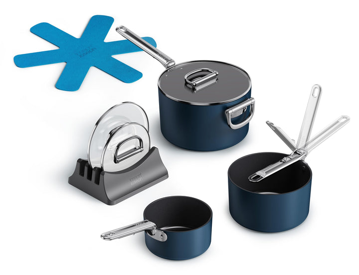 Joseph Joseph Space 3-tlg. Stieltopf-Set, Platzsparend, stapelbar, Klappgriffe, Keramik-Beschichtung