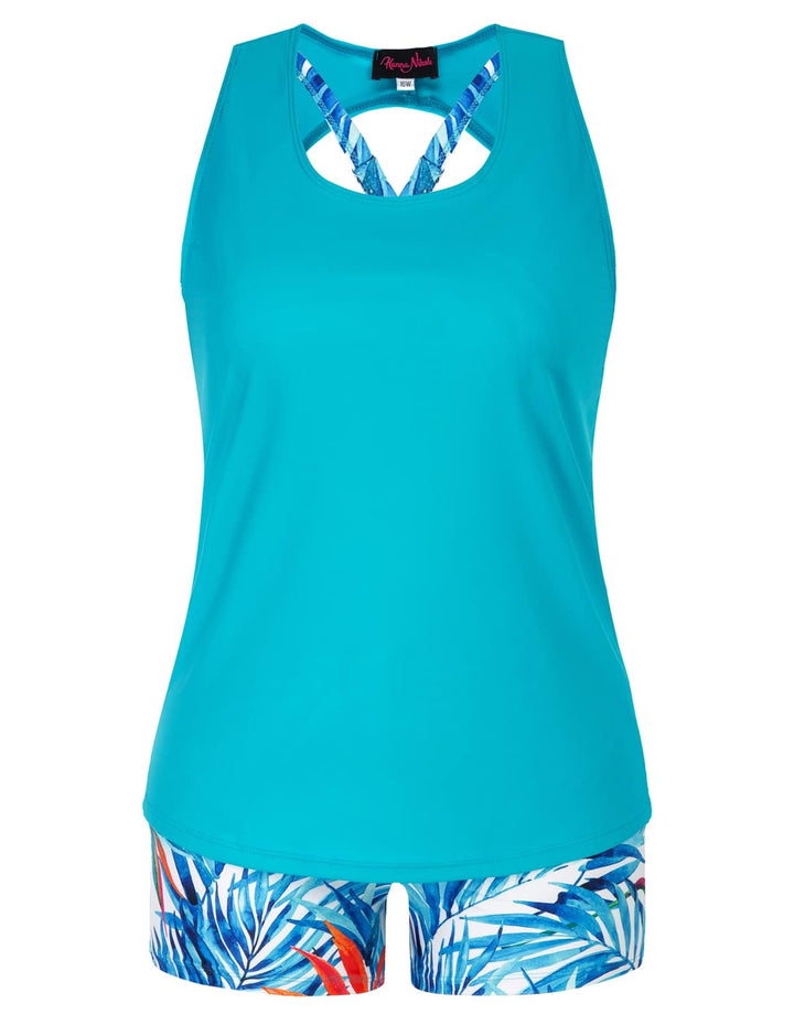 Hanna Nikole Tankini Damen Sportlich Grosse Grössen Dreiteilig Tank Aushöhlen Oberteil mit Boyshorts