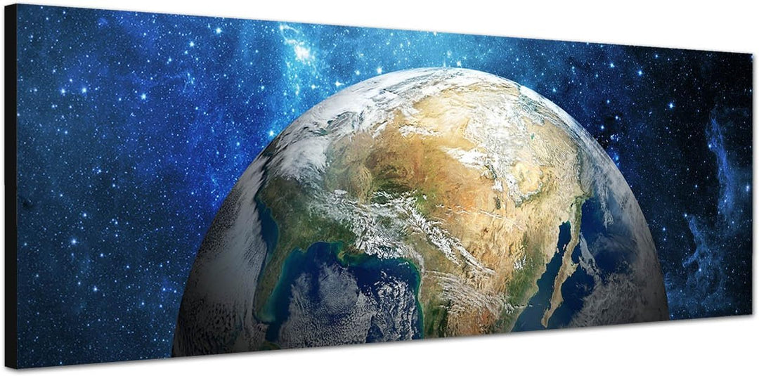 Paul Sinus Art Panoramabild auf Leinwand und Keilrahmen 150x50cm Weltall Planet Erde Galaxie