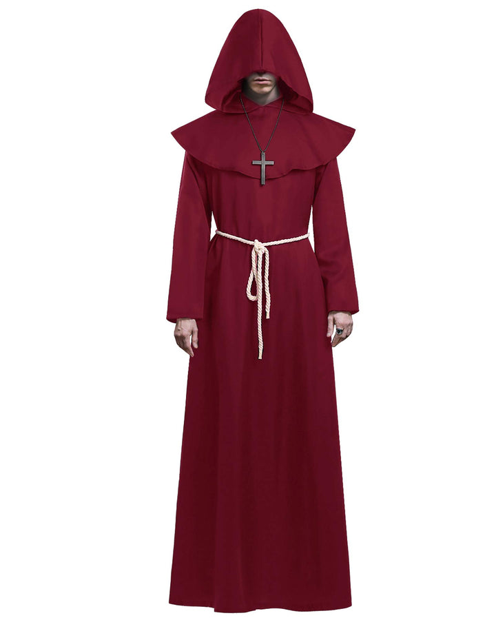 KONVINIT Mönch Robe Kostüm Männer Prister Gewand Kostüm Mittelalterliche Robe mit Kapuze Halloween K