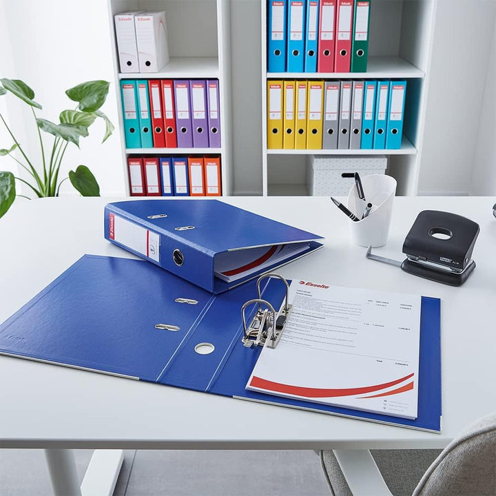 Esselte Ordner breit, DIN A4, 10er Pack, 7,5 cm Rückenbreite, Kunststoff-Ordner, Türkis, Vivida, 811