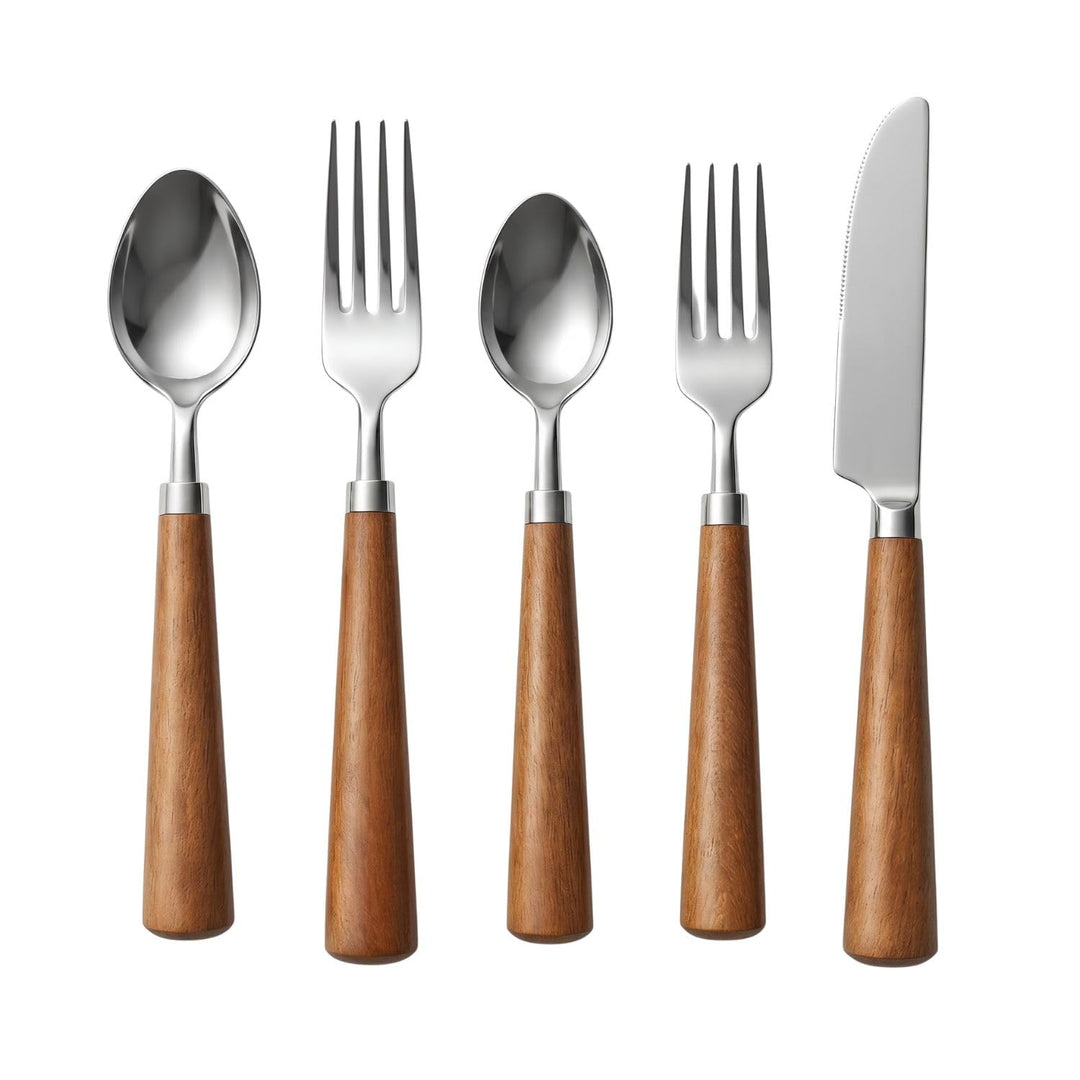 5er Set Skandinavisches Besteckset Akira aus Edelstahl in Natur 22 cm