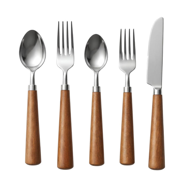 5er Set Skandinavisches Besteckset Akira aus Edelstahl in Natur 22 cm
