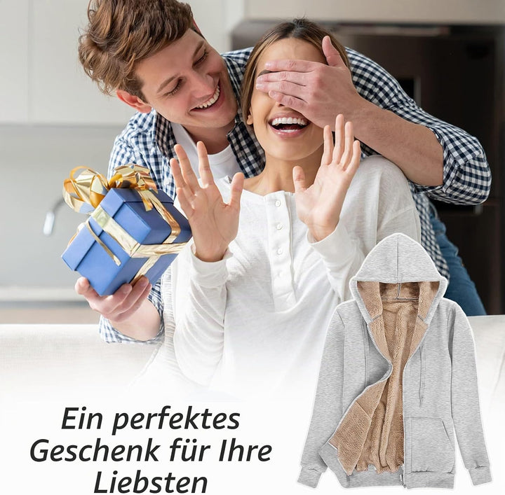 Niwicee Damen Kapuzenpullover mit Reissverschluss Winter Plus Fleecepullover Langarm Kapuzenjacke Sw