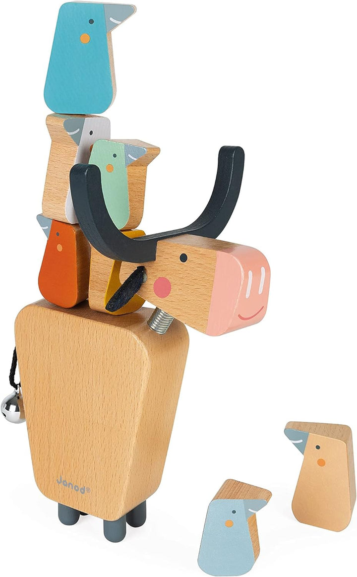 Janod - Balance-Spiel aus Holz „Büffel“ - Geschicklichkeitsspiel Entwicklung von Feinmotorik und Kon
