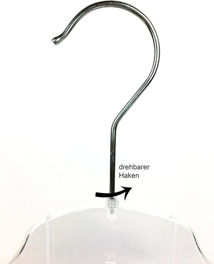Kleiderbügel aus Kunststoff, 20 Stück, platzsparend dünn, drehbare Haken, EXTRA breit 47cm, Kerben,