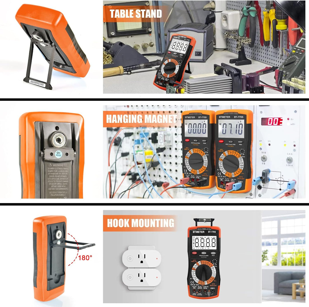 BTMETER BT-770S Multimeter Manuelles Strommessgerät, für AC DC Volt Ampere Ohm Kapazität Frequenz mi