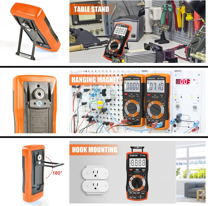 BTMETER BT-770S Multimeter Manuelles Strommessgerät, für AC DC Volt Ampere Ohm Kapazität Frequenz mi
