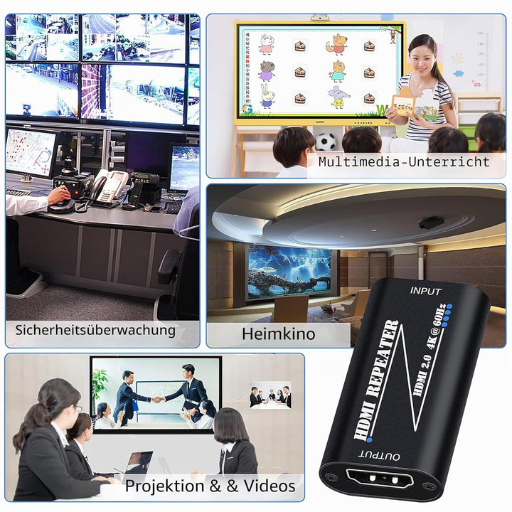 KUYIA HDMI-Repeater 4K 60 Hz, Extender-Verstärker, Buchse auf Buchse, Kabeladapter, 30 m, 2.0 Signal