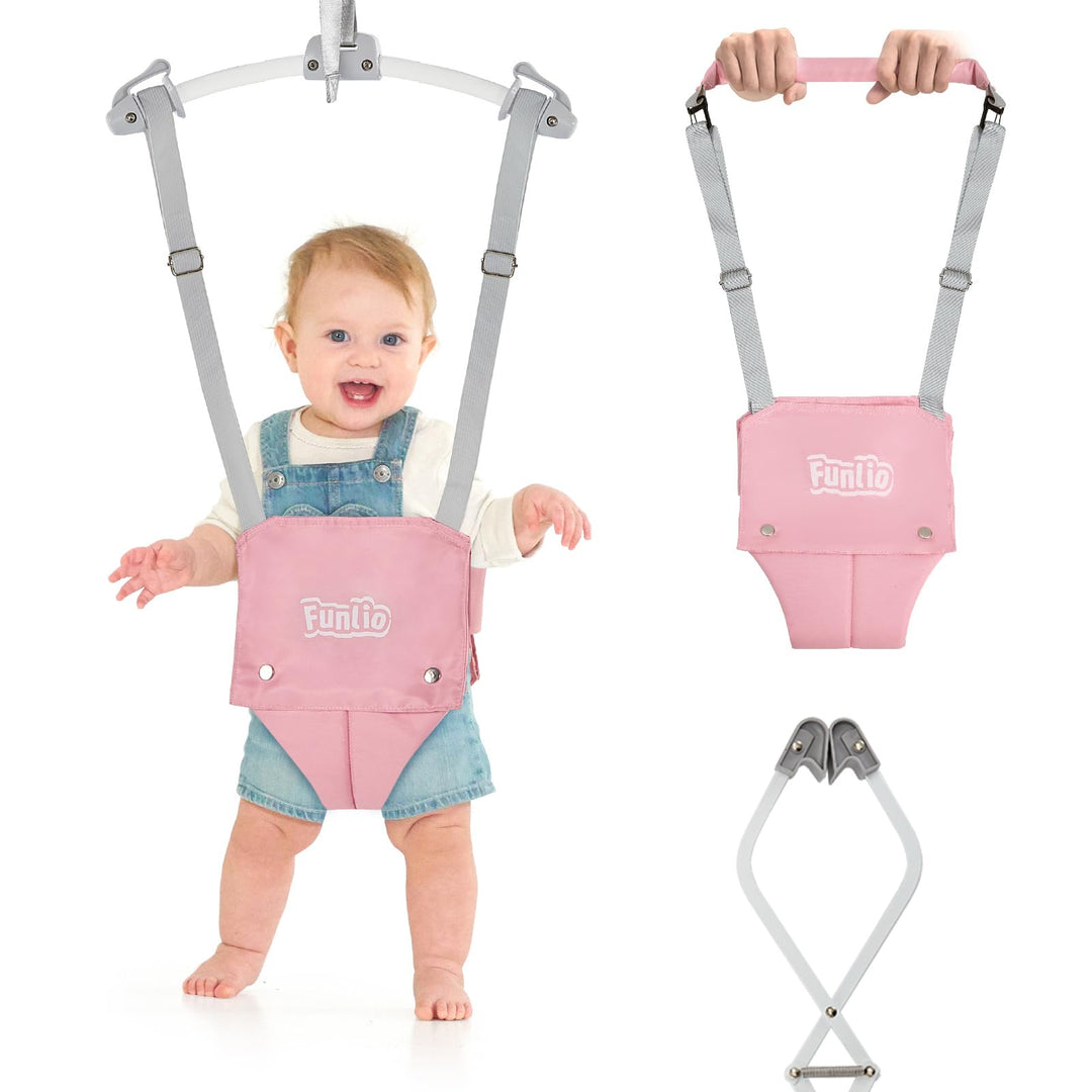 FUNLIO 2-in-1 Baby-Türspringer mit Türklemme und Laufgurt für 6-24 Monate. Stabiler Sprungmechanismu