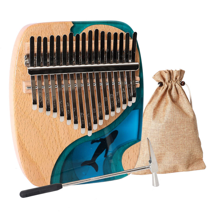 Musfunny Kalimba Daumenklavier 17 Schlüssel: Fingerklaviere Holz Mit Lehrmaterial Stimmhammer- Thumb