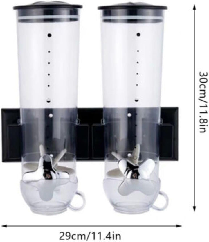 Doppelt wandmontierten Lebensmittelspender, 3L-Getreidebehälter, Müslispender für Cerealien, Cornfla