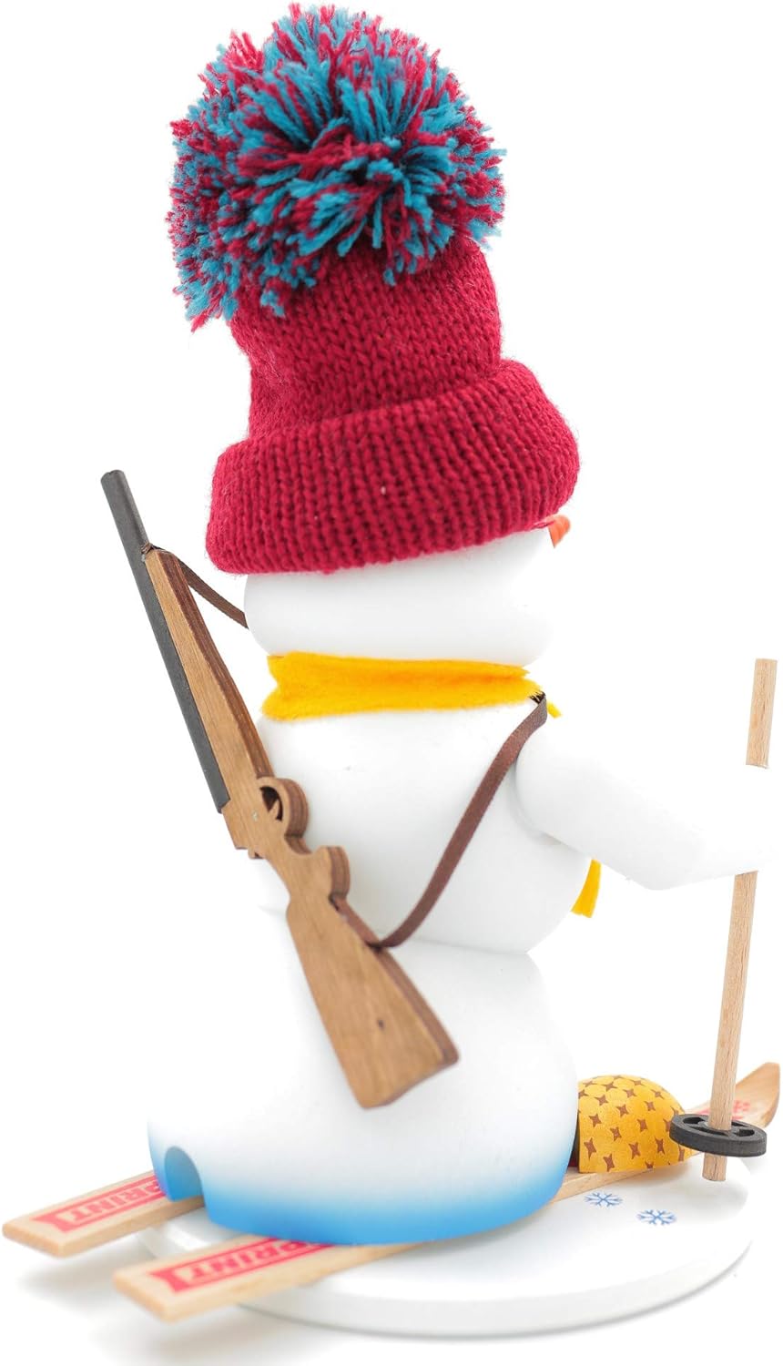 Kuhnert - Erzgebirgische Holzkunst Räuchermann Räucherfigur Schneemann 19cm - Biathlon, Biathlon
