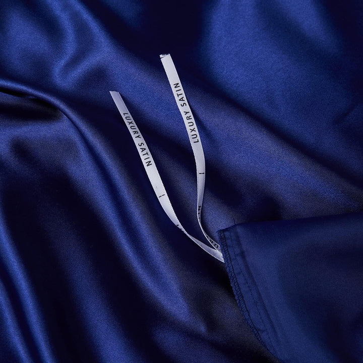 Gezu Bettwäsche-Set, 140 x 200 cm, Satin, Blau, einfarbig, für Einzelbett, Seide, glänzend, weich, m