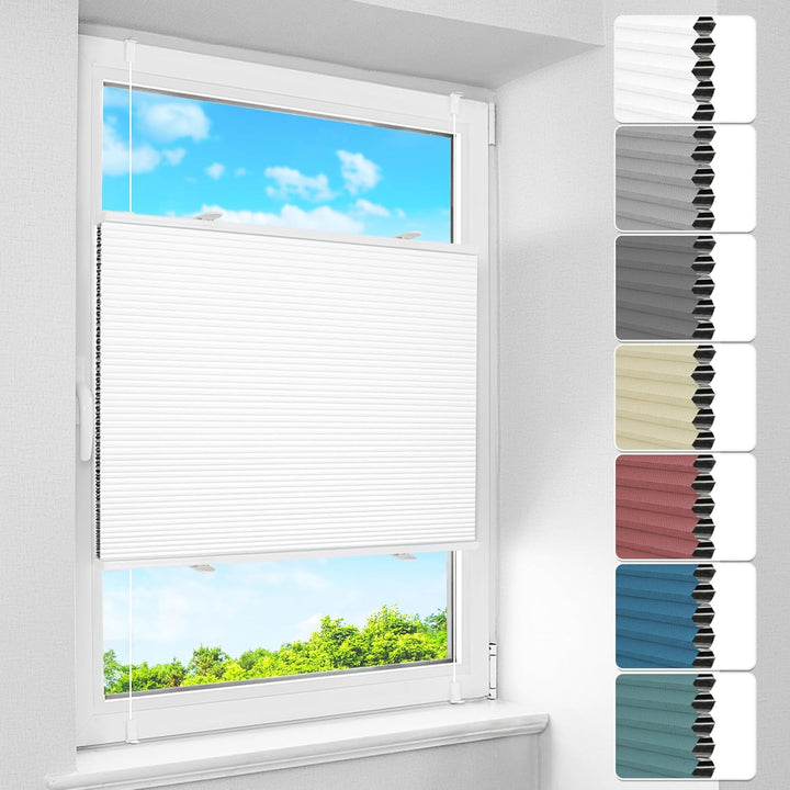BelleMax Wabenplissee ohne Bohren verdunkelung Thermo plissee klemmfix, Weiss-weiss 40x110cm(BxH), 1