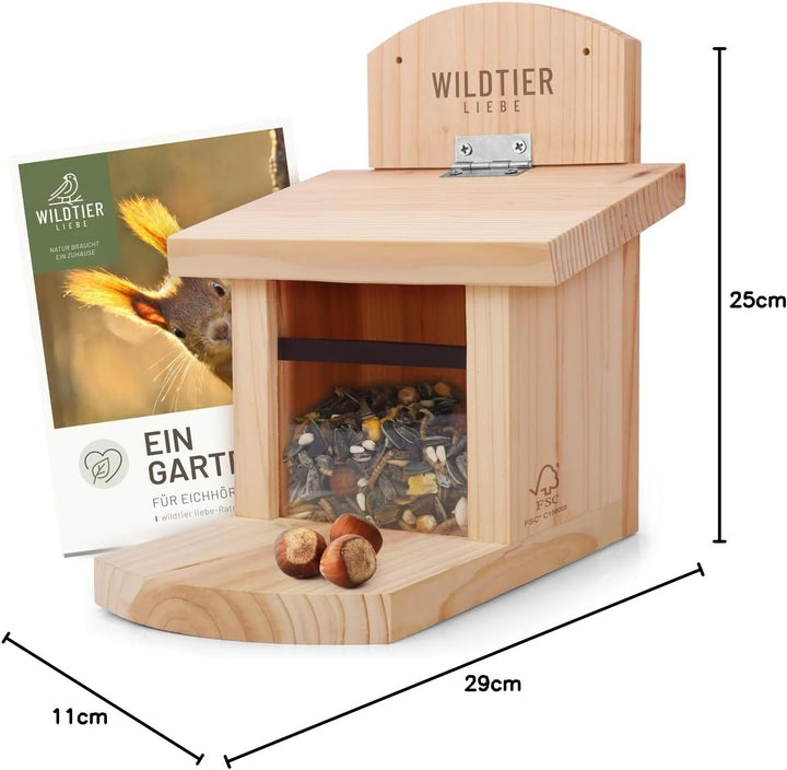 wildtier liebe Eichhörnchen Futterhaus wetterfest I aus verschraubtem Massiv-Holz Futterstelle I Fut