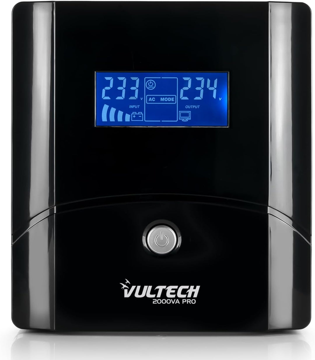 Vultech UPS2000VA-PRO Line Interactive Unterbrechungsfreie Stromversorgung mit LCD, Schwarz [Italien