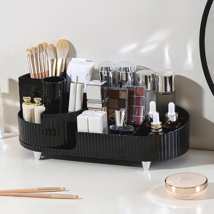 Make up Organizer 360° Drehbar, Grosser Bad Kosmetik Organizer mit Aufbewahrungsbox für Schminktisch