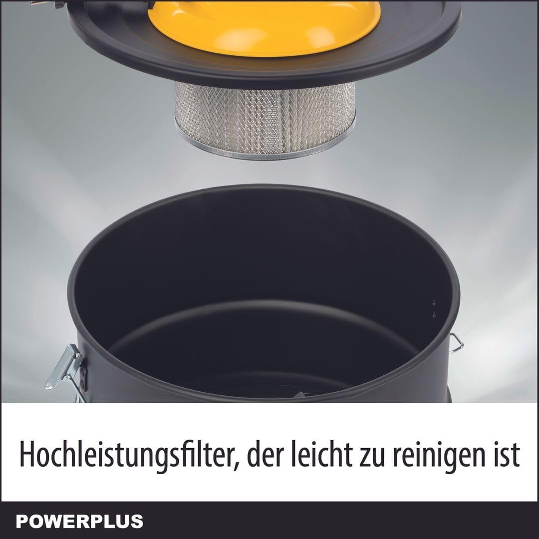 POWERPLUS elektrischer Aschesauger POWX3000-1000W Aschestaubsauger für Kamin, Ofen, Holzofen - Asche