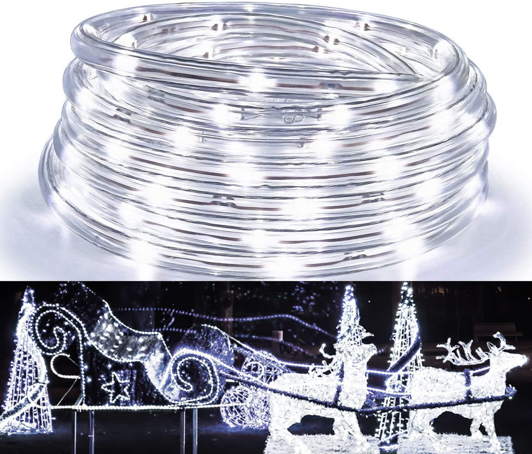 Herrselsam 40M 960 LEDS Lichterschlauch Aussen Weiss Lichtschlauch 8 Modi mit Memory-Funktion LED Li