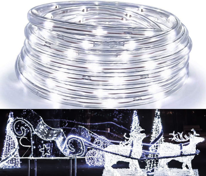 Herrselsam 40M 960 LEDS Lichterschlauch Aussen Weiss Lichtschlauch 8 Modi mit Memory-Funktion LED Li