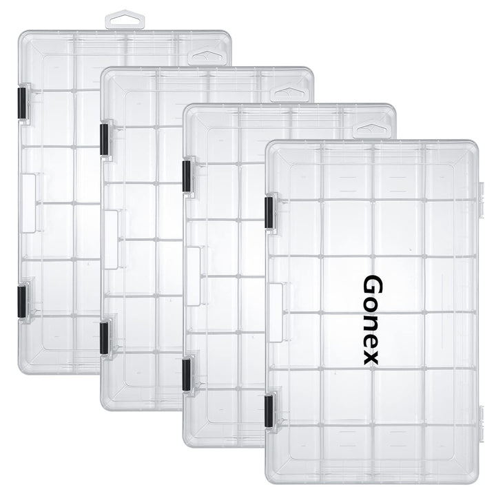 Gonex Köderboxen Angeln, Tackle Boxes 3/4 Stück, Transparente Kunststoff Angelbox mit Verstellbaren