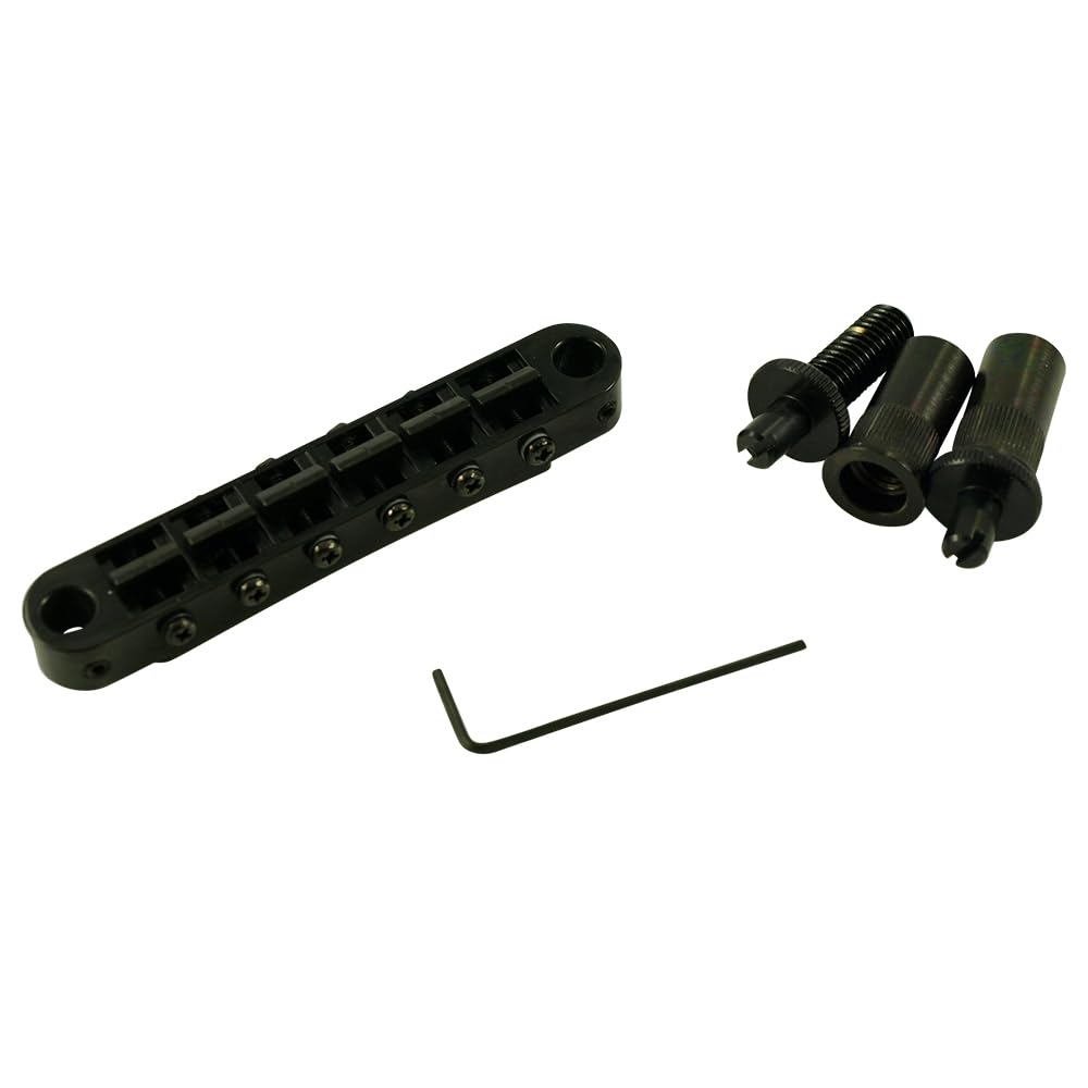 TonePros Metrische Verriegelung Tune-O-Matic Bridge (grosse Pfosten) Schwarz, Schwarz