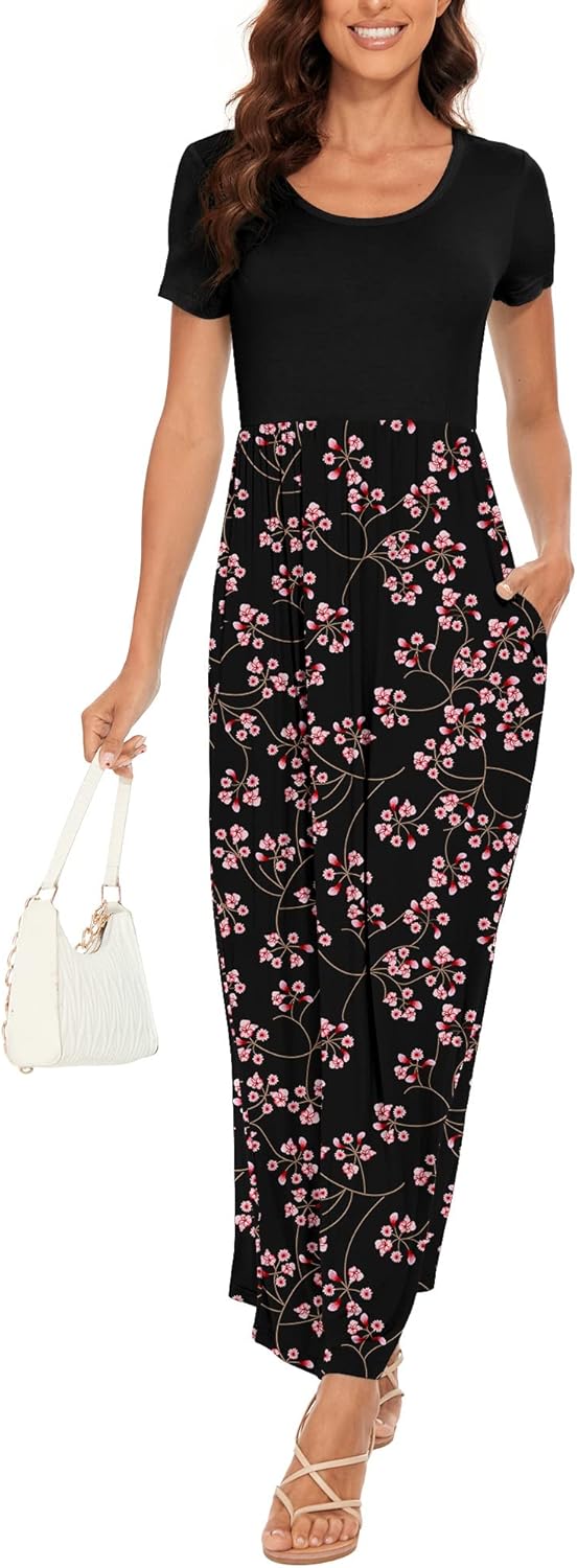 DEARCASE Damen Maxi Kleid Sommer Mutterschaft Casual Langarm/Kurzarm Floral Lose Lange Kleider Plus