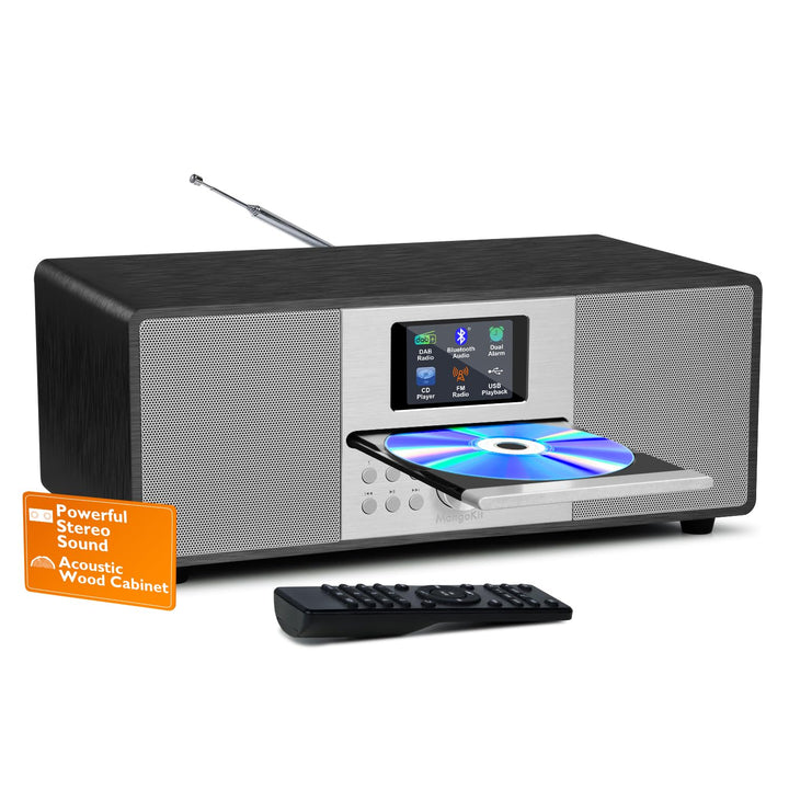MS4 CD-Player,DAB Radio HiFi-System,Bluetooth,Stereo,Schwarz | Peak 100W Lautsprecher, akustisches H