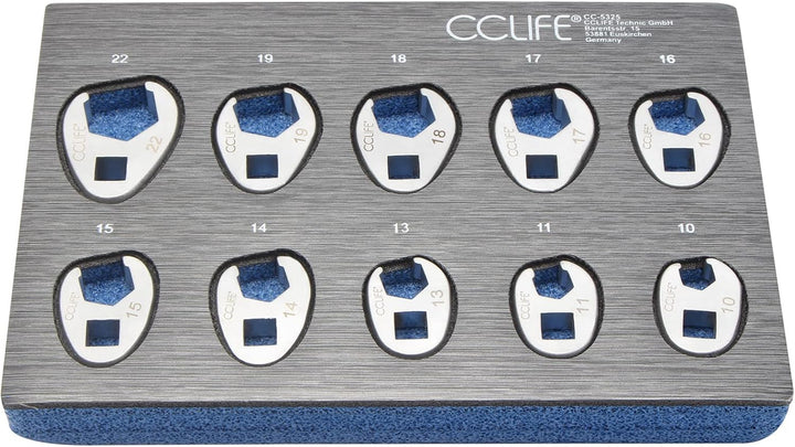 CCLIFE 10tlg Hahnenfussschlüssel Hahnenfuss Schlüssel Steckschlüssel Drehmoment 1/2" 3/8" Aussenvier