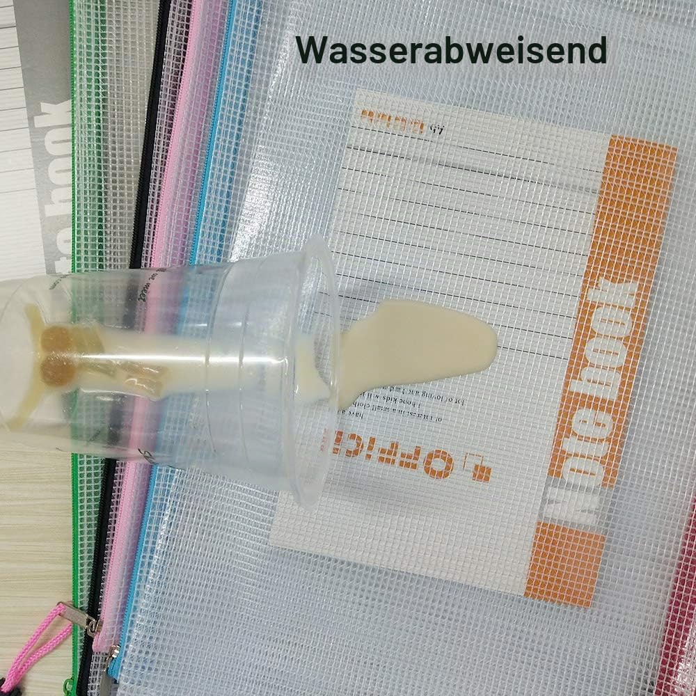 24PCS Plastic Wallets-Ordner - A4 Plastic Wallet-Dokumentordner Extra dicke Netz-Reissverschlusstasc