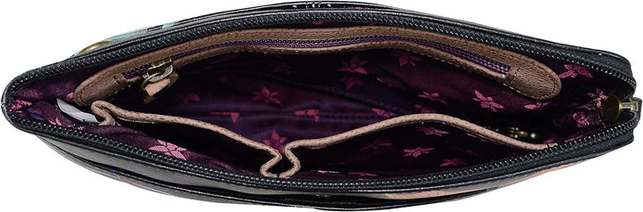 Anuschka Handbemalte 3-in-1 Clutch aus echtem Leder Island Escape Black, Island Escape Black